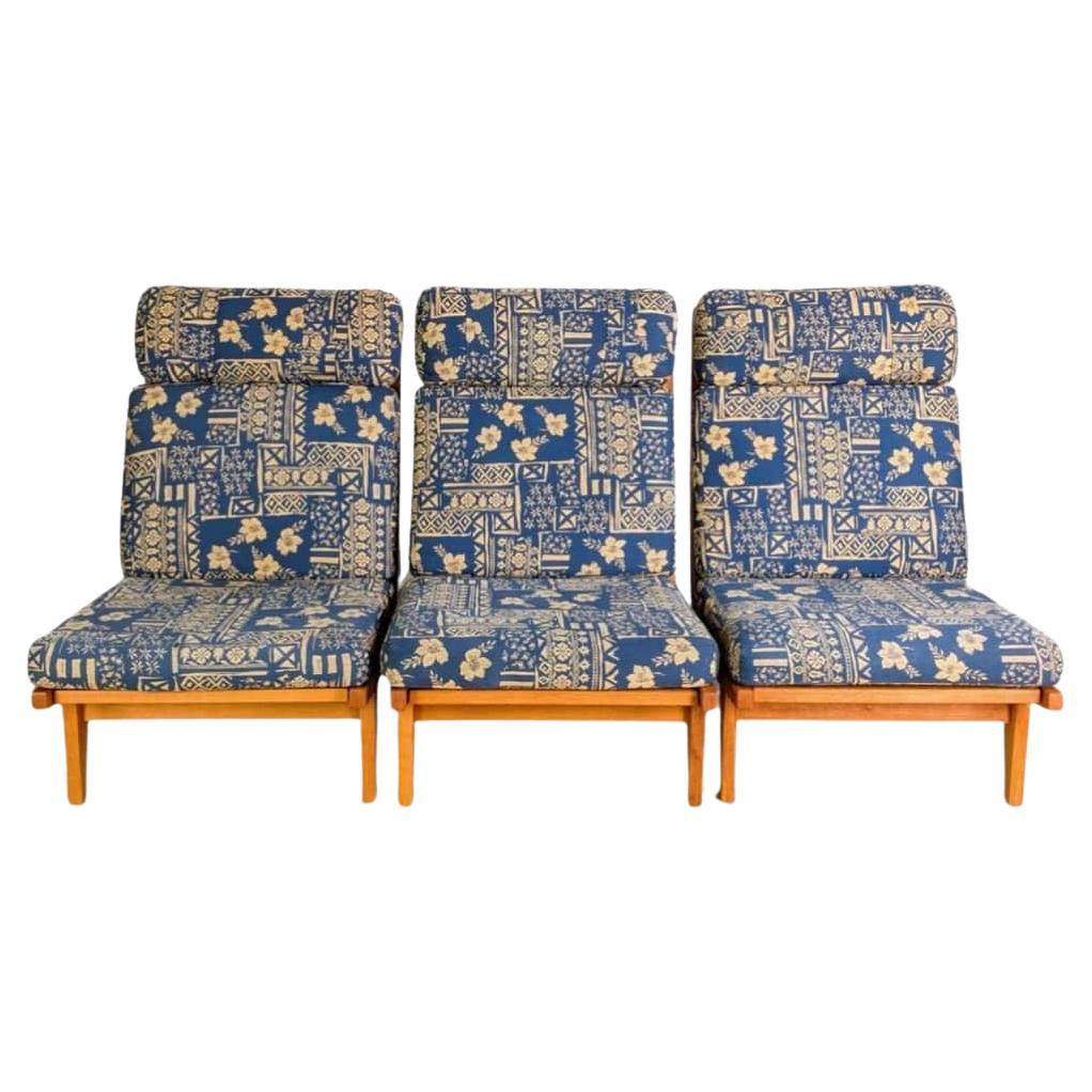 3x Original Getama GE375 Midcentury Sessel Hans J. Wegner Eiche im Angebot