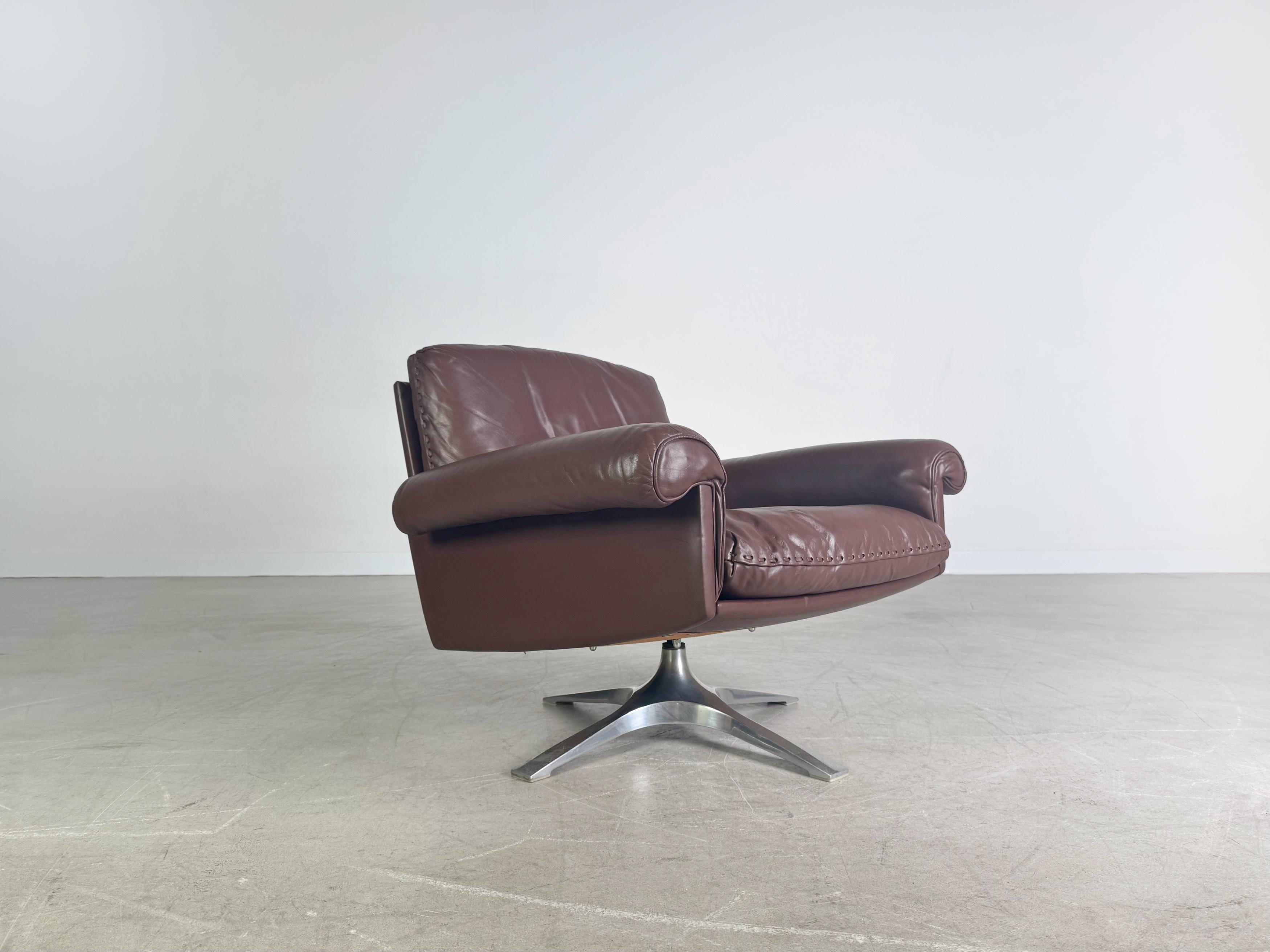 3x Original Midcentury Sessel de Sede DS 31 Leder braun Design 1 (Moderne der Mitte des Jahrhunderts) im Angebot