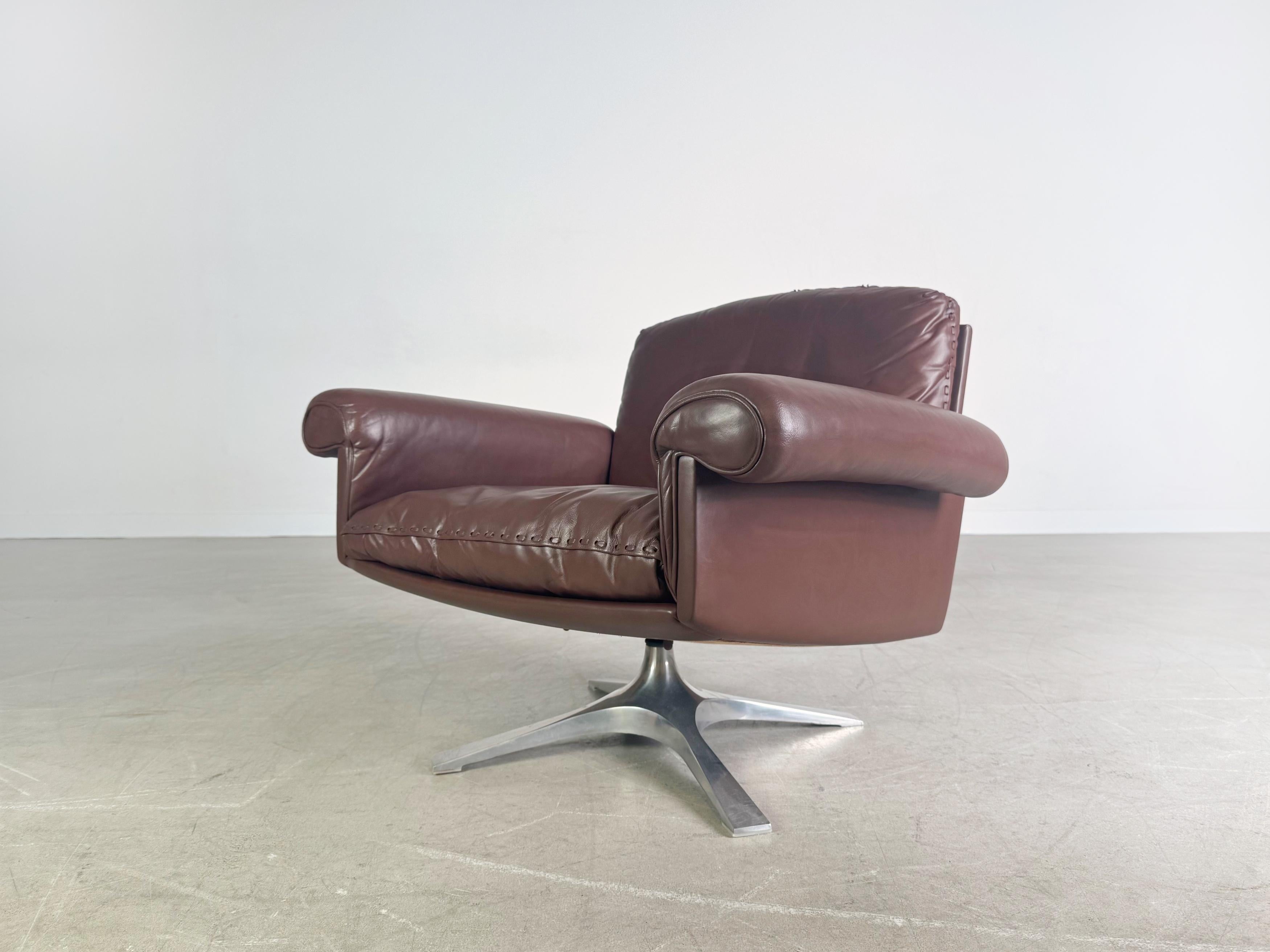 3x Original Midcentury Sessel de Sede DS 31 Leder braun Design 2 (Moderne der Mitte des Jahrhunderts) im Angebot