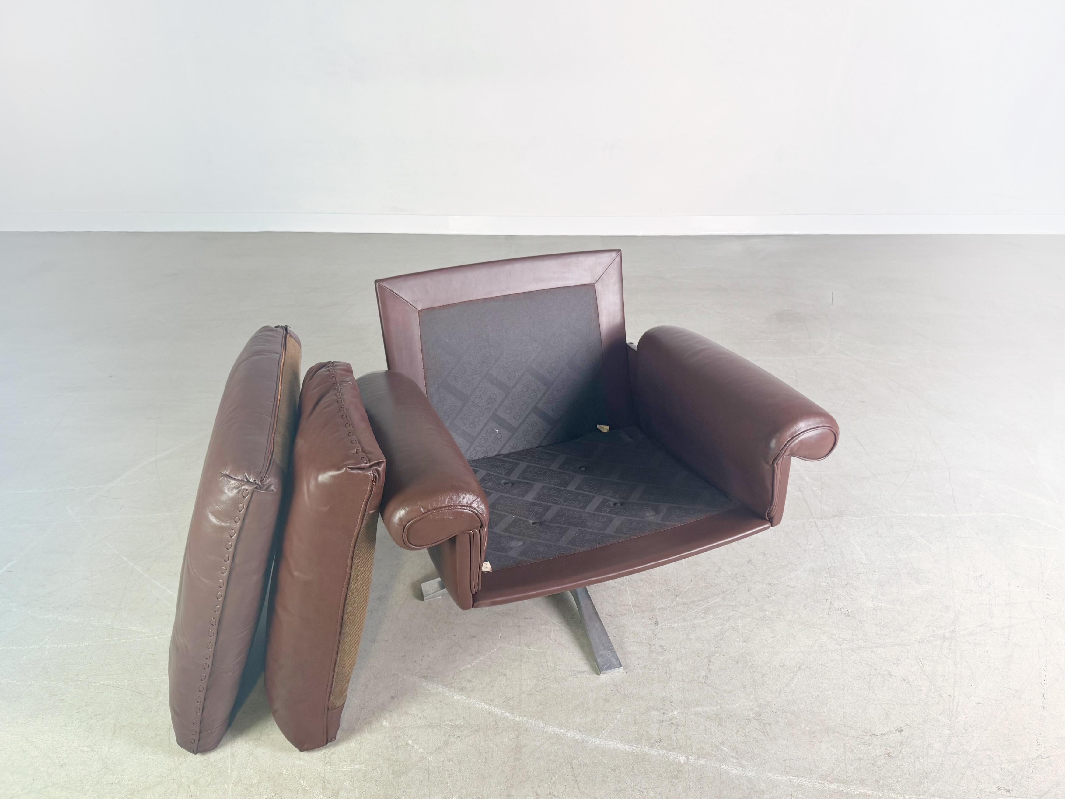 3x Original Midcentury Sessel de Sede DS 31 Leder braun Design 2 (Ende des 20. Jahrhunderts) im Angebot
