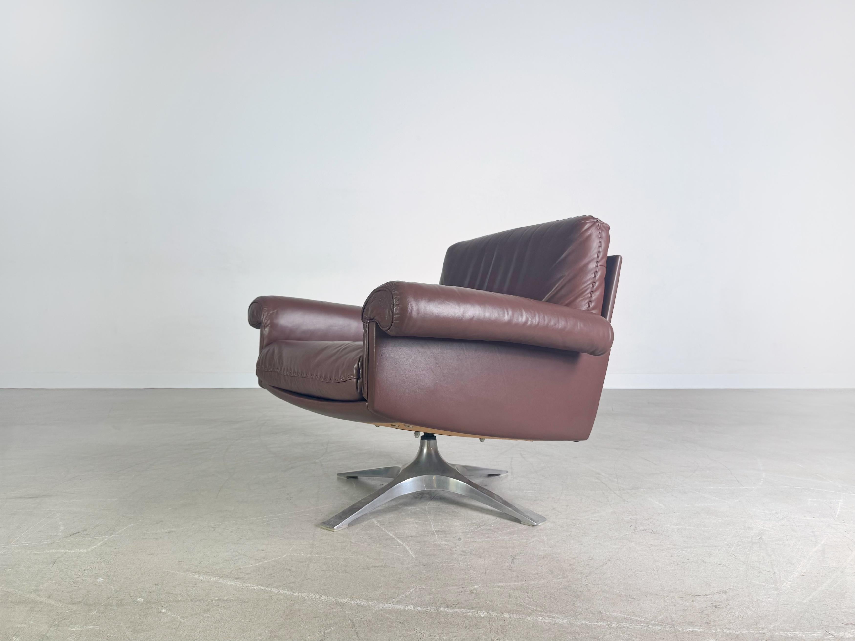 3x Original Midcentury Sessel de Sede DS 31 Leder braun Design 3 (Moderne der Mitte des Jahrhunderts) im Angebot
