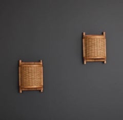 3x Rattan wall lamp
