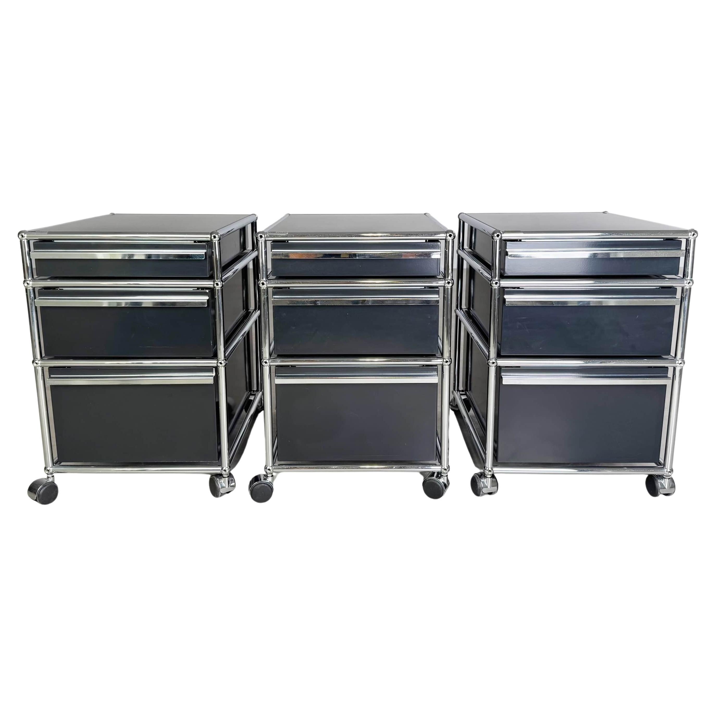 3x USM Haller Rollcontainer Büroschrank Fritz Haller Design schwarz
