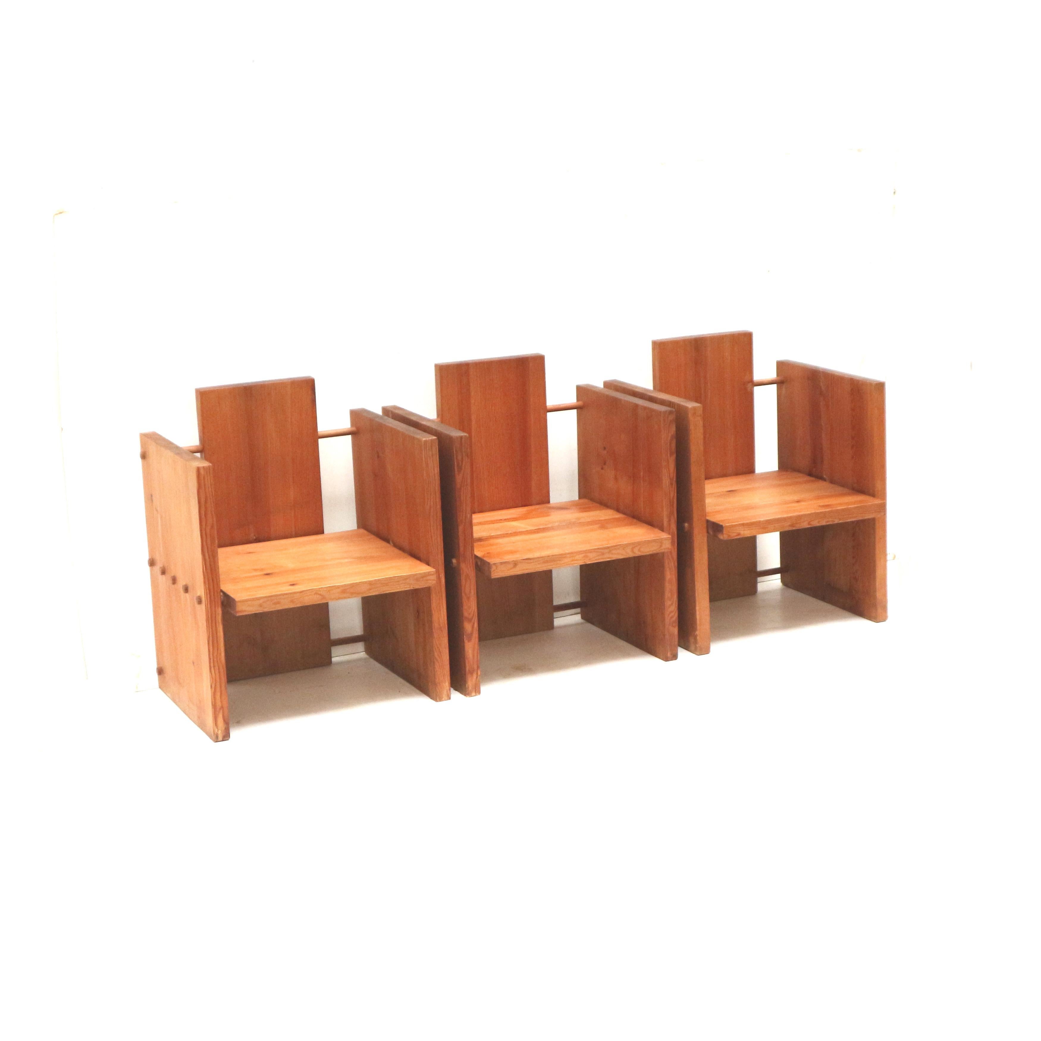 3x fauteuil moderniste brutaliste très rare conçu par l'architecte Fritz Zeiger Bon état - En vente à Breda, NB