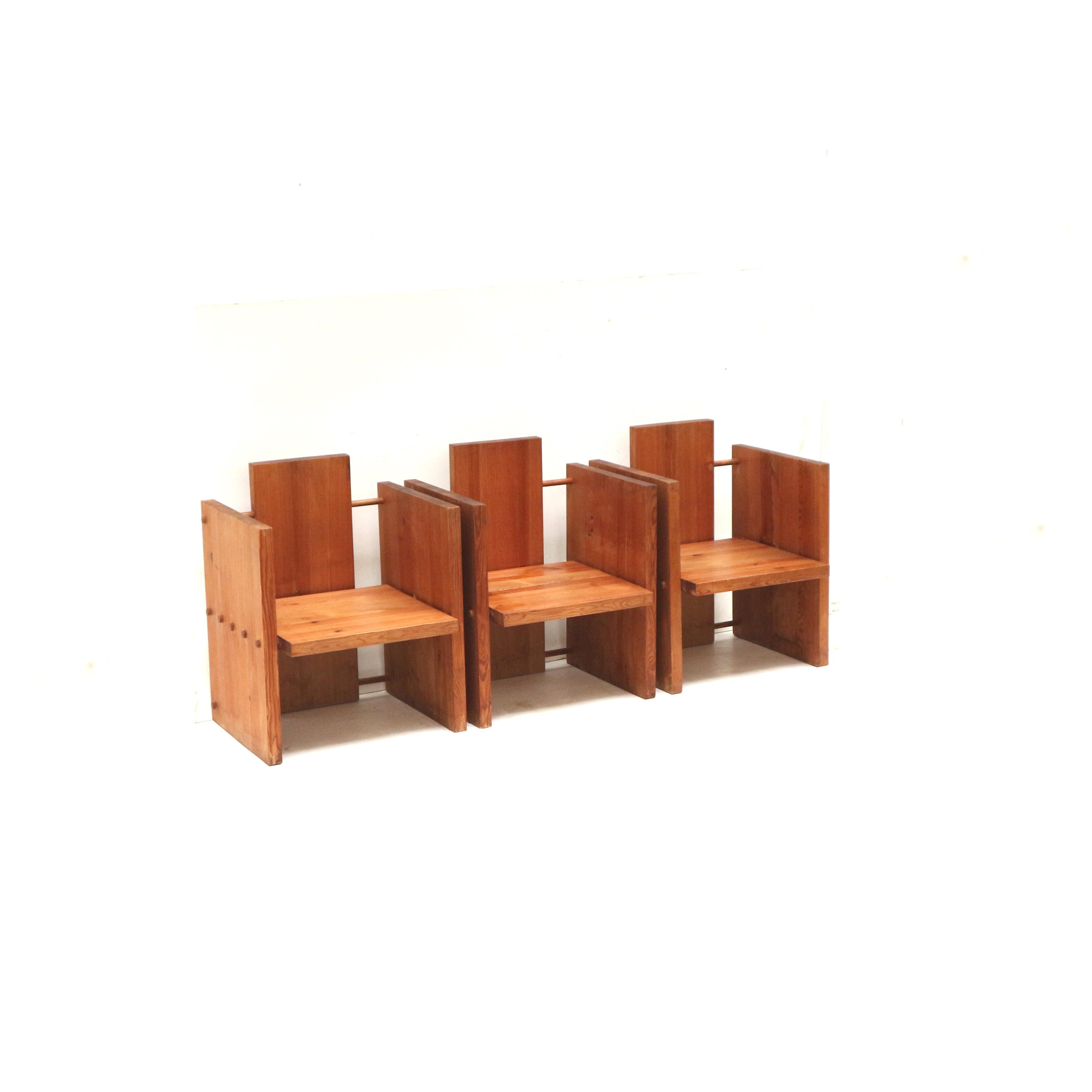 Fin du 20e siècle 3x fauteuil moderniste brutaliste très rare conçu par l'architecte Fritz Zeiger en vente