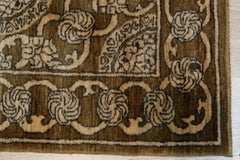 3x10 Brauner handgeknüpfter Wollteppich mit Rosetten-Kettenbordüre Klassisch Traditioneller Teppich Teppich