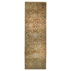 3x10 Brauner handgeknüpfter Wollteppich mit Rosetten-Kettenbordüre Klassisch Traditioneller Teppich Teppich