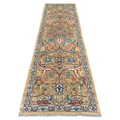 3'x10' Brown Peshawar with Bijar Garus Design Hand Knotted Wool Runner Rug