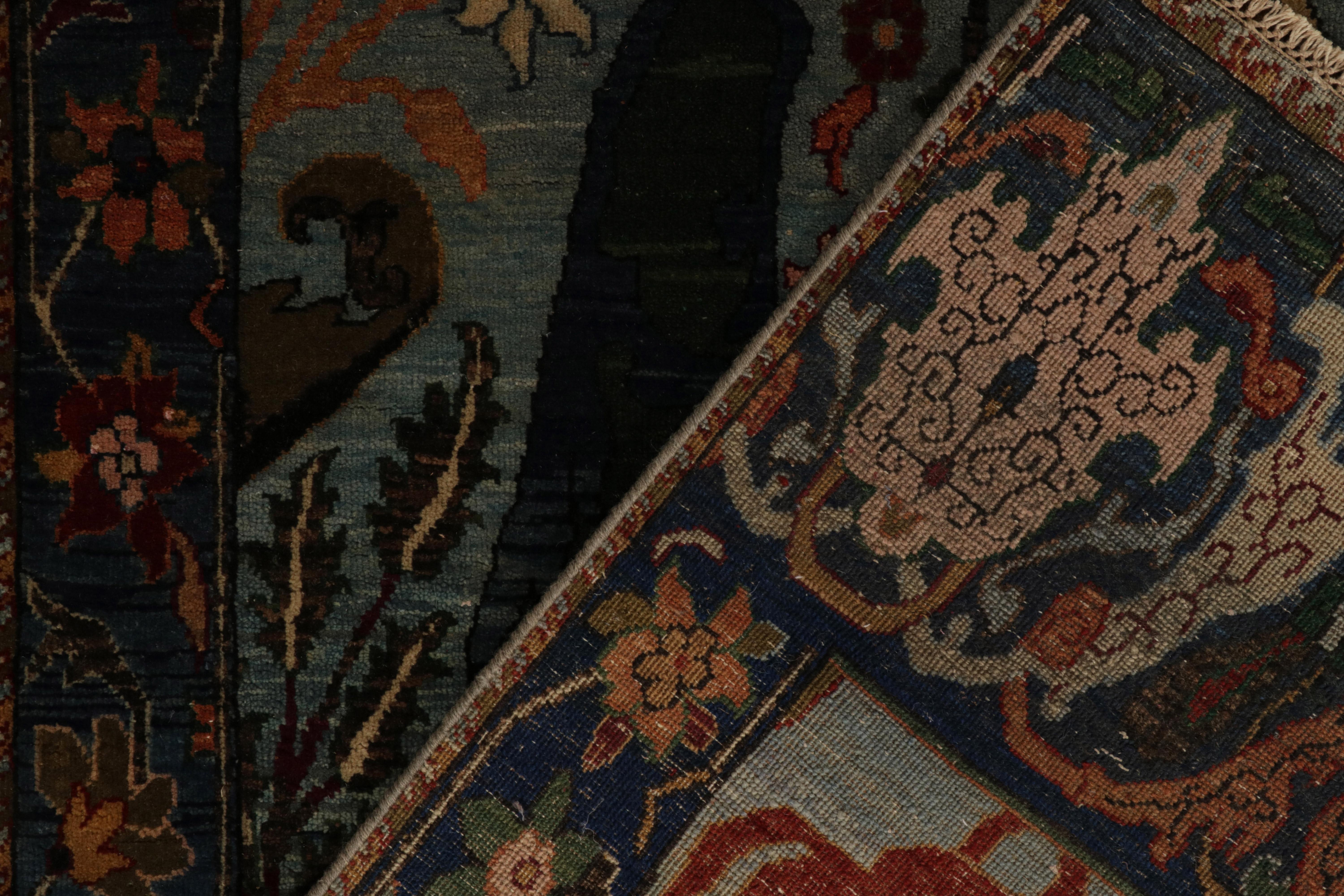 Rug & Kilim's Classic-Style Floral Runner in a Blue, Multicolor Floral Pattern In New Condition For Sale In Long Island City, NY