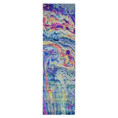 3'x10' Tapis de course large en soie sari colorée et laine texturée The Lava Design