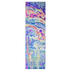 3'x10' Colorful Sari Silk with Textured Wool The Lava Design Wide Runner Rug