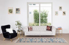 3x10 Ft Hand Knotted Anatolian Wool Runner Rug in Blue, Modern Corridor Carpet