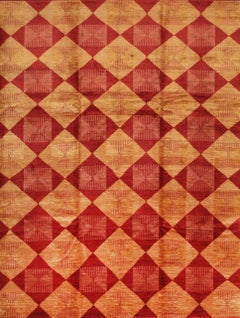 3x10 Opulent Classic Coral Diamond Contemporary Handknotted Afghan Wool Rug