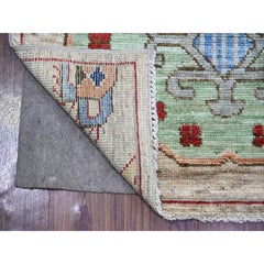 3'x10' Tan, Anatolian Village Inspired Design, Wool Hand Knotted Runner Rug