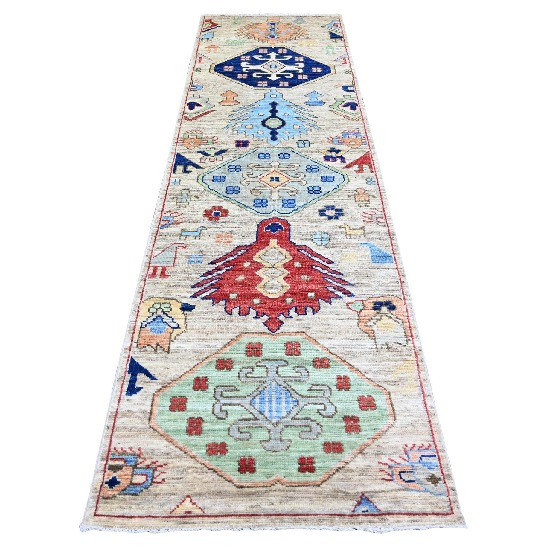 3
x10
 Tan, Anatolian Village Inspired Design, Wool Hand Knots Rugs (Tapis de course en laine nouée à la main)