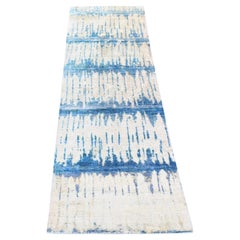 3'x10'1" Ivoire The Cardiac Design Tapis de course en soie et laine noué à la main