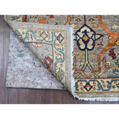 3'x10'10" Gray Peshawar with Bijar Garus Design Hand Knotted All Wool Runner Rug