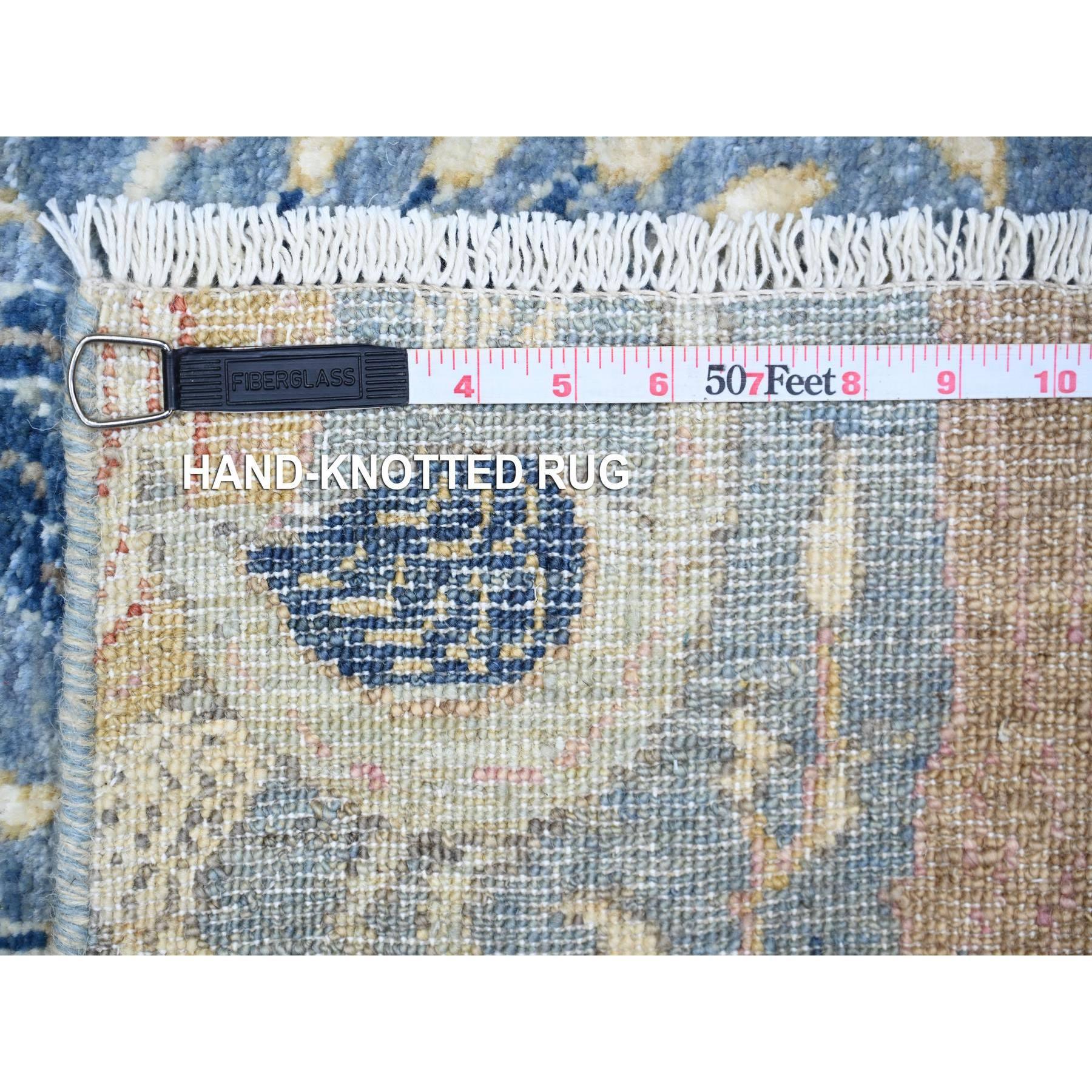 Tapis oriental bleu Peshawar Birds of Paradise noué à la main 3'x10'2