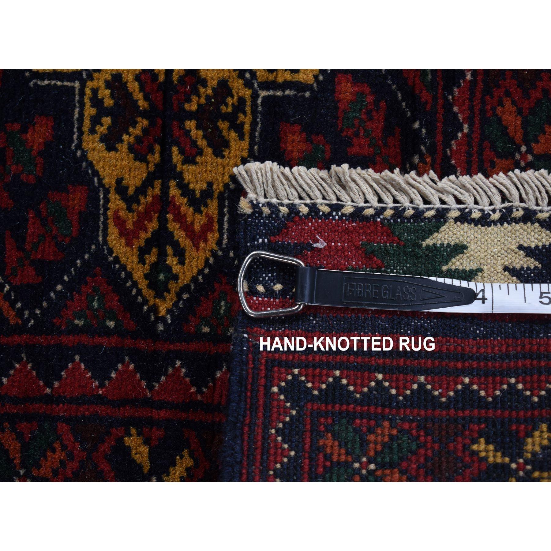 Tappeto orientale rosso afghano Khamyab lucido in lana annodata a mano 3'x10'2