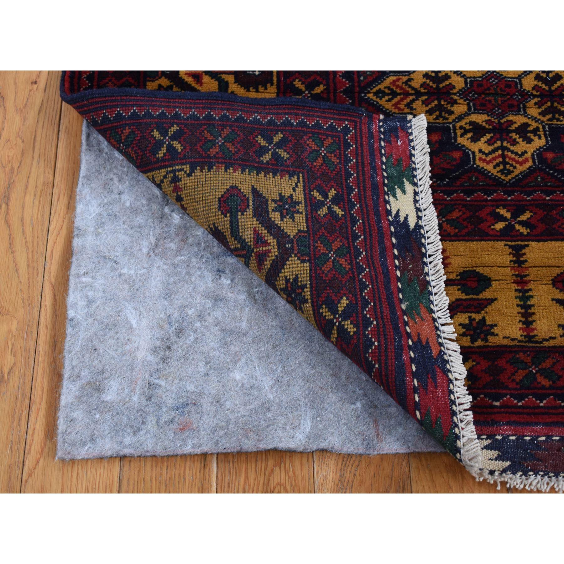 Afghano Tappeto orientale rosso afghano Khamyab lucido in lana annodata a mano 3'x10'2