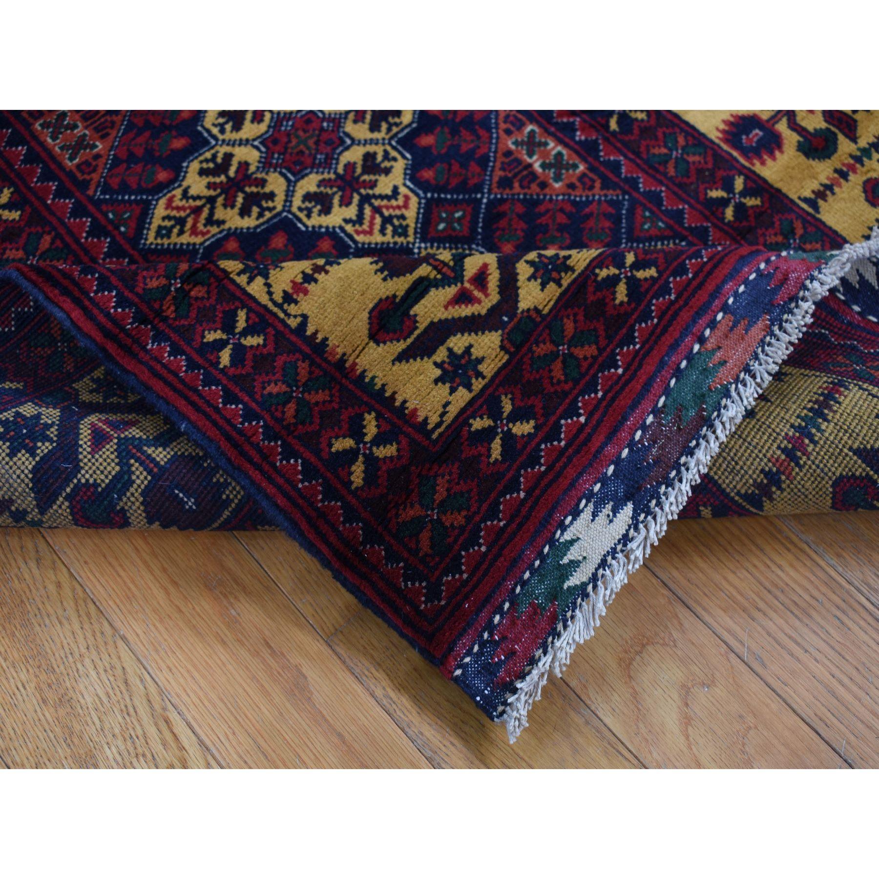 Annodato a mano Tappeto orientale rosso afghano Khamyab lucido in lana annodata a mano 3'x10'2