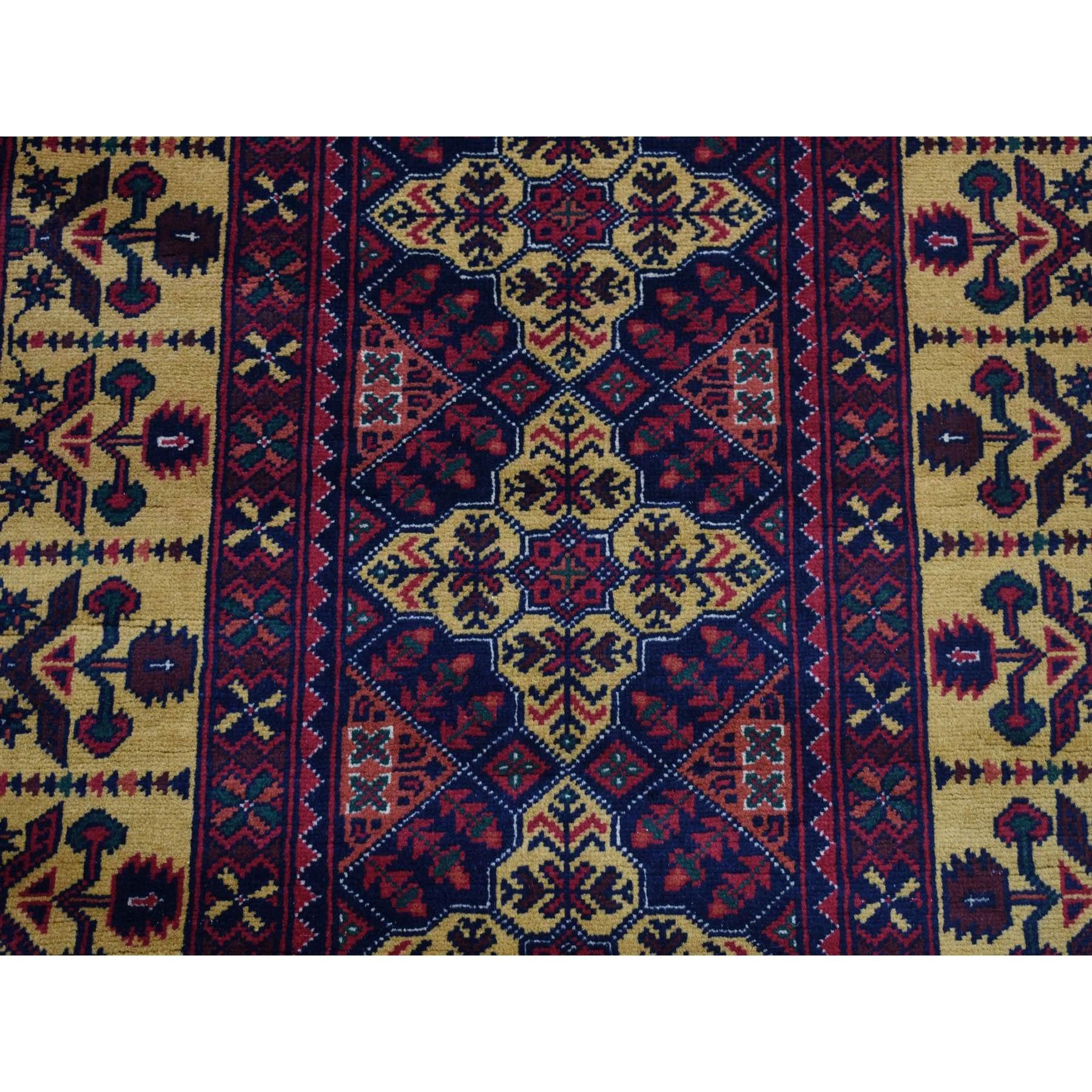 XXI secolo e contemporaneo Tappeto orientale rosso afghano Khamyab lucido in lana annodata a mano 3'x10'2