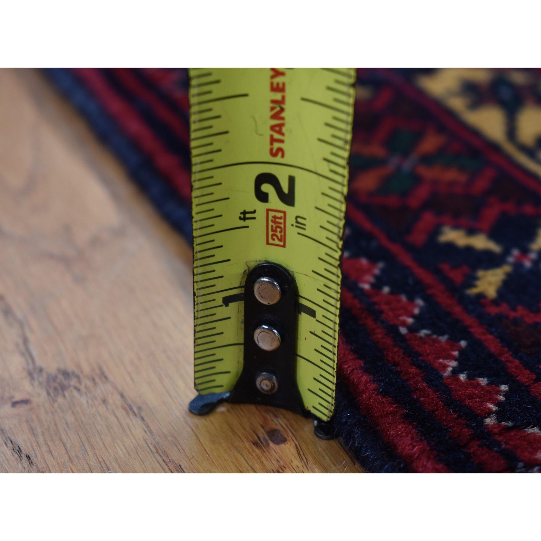 Tappeto orientale rosso afghano Khamyab lucido in lana annodata a mano 3'x10'2