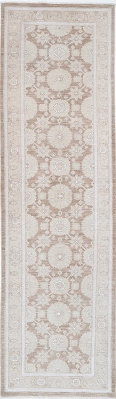 3x10.7 ft Handknotted Runner Rug for Kitchen and Corridor Decor. Hallway Rug