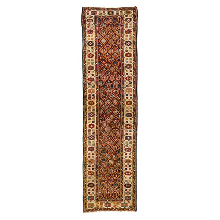 3x11 Ft Antique Caucasian Kuba Runner Rug. Excellent Condition. 19th  Century For Sale at 1stDibs