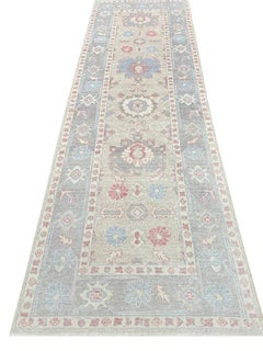 3x11 Hand Knotted Turkish Oushak Runner – Wool Floral Area Rug