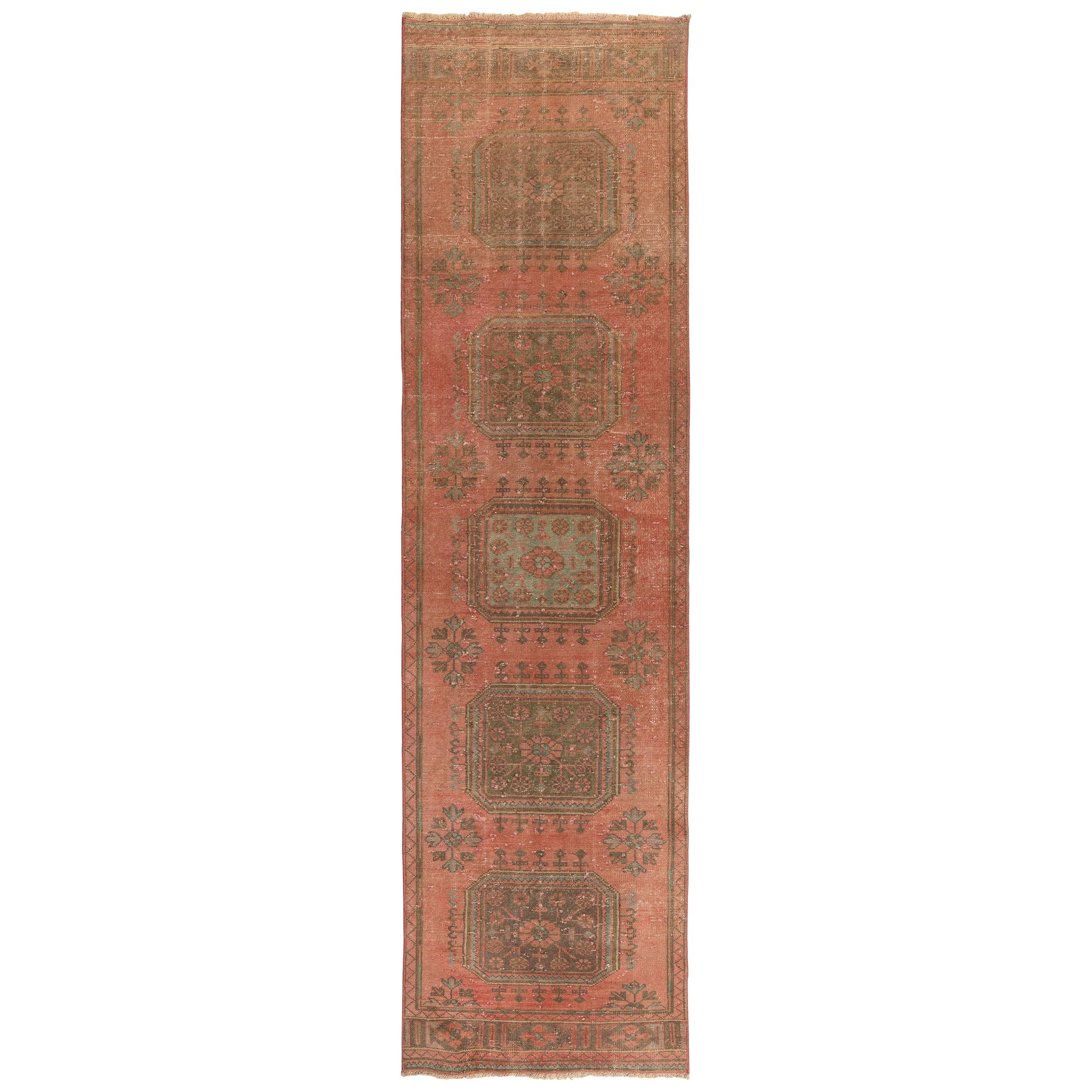 3.3x11 Ft Vintage HandKnotted Central Anatolian Runner, Traditional