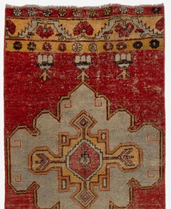 3x11.4 Ft Vintage Handmade Hallway Runner Rug, Red Kitchen Rug, Corridor Rug