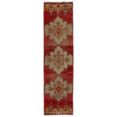 3x11.4 Ft Vintage Türkischer Vintage-Läufer, einzigartiger handgefertigter Flurteppich aus Wolle