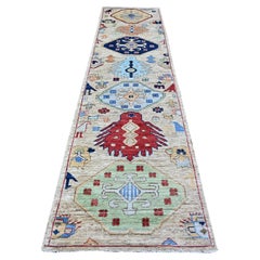 3'x11'4" Gray Anatolian Village Inspired Design Hand Knotted Wool Runner Rug