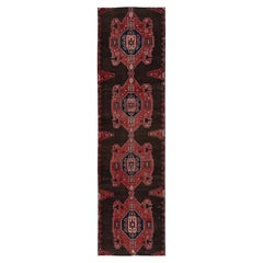3'x11'6" Brown Vintage Persian Hamadan Hand Knotted Pure Wool Runner Clean Rug