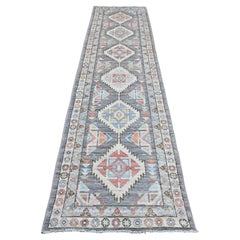 3'x11'6" Gray Anatolian Village Inspired Design Hand Knotted Wool Runner Rug