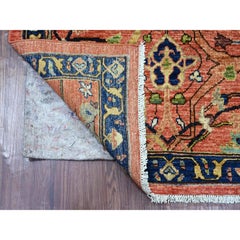 3'x11'6" Red Peshawar with Bijar Garus Design Hand Knotted Pure Wool Runner Rug
