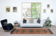 3x11.7 Ft 1960s Runner Rug for Kitchen. Handmade Hallway Rug. Turkish Stair Rug