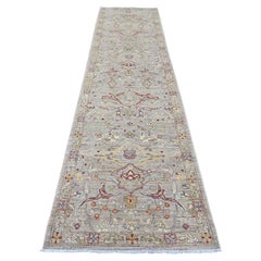 3'x11'8" Brown Peshawar with Bijar Garus Design Wool Hand Knotted Oriental Rug
