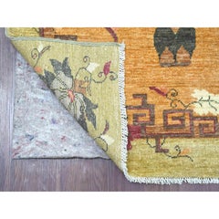 3'x11'9" Brown Hand Knotted Chinese Art Deco Inspired Peshawar Wool Runner Rug