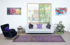 3x12 Ft Purple Hallway Runner. Kitchen Rug. Corridor Rug. Modern Stair Rug