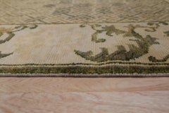 3x12 Green Hand-Knotted Wool Scrolled Leaf Border Geometric Modern Carpet Rug