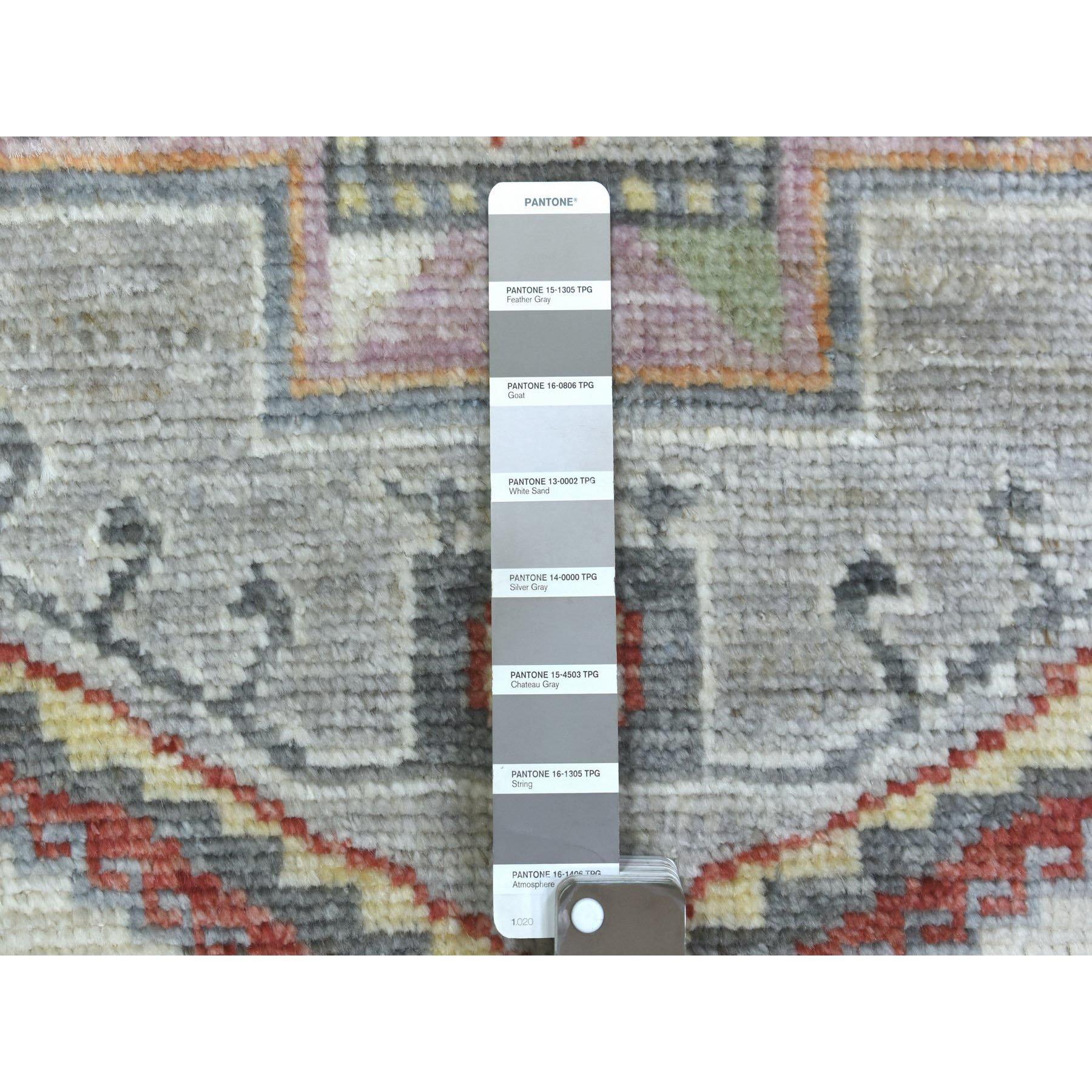 Tribal 3'x12' Hand Knotted Gray Anatolian Village Inspired Wool Wide Runner Rug For Sale