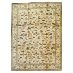 3x12 Ivory Hand-Knotted Wool Floral Scrollwork Geometric Modern Carpet Rug