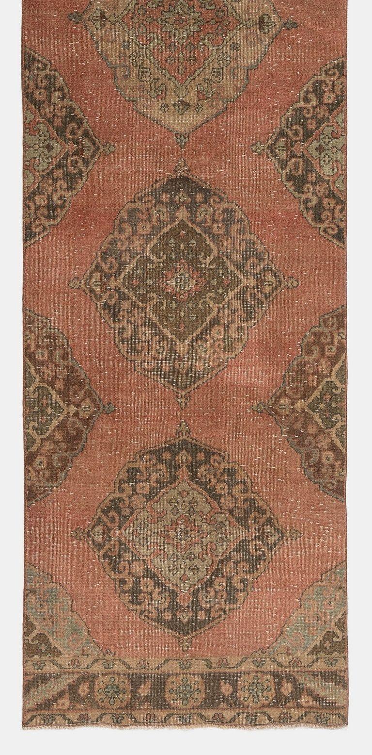 3x12.7 Ft Alfombra de Aldea Turca Hecha a Mano, Alfombra de Pasillo de Lana Vintage Oushak en venta