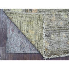 3'x12'9" verblasst braun Angora Oushak Blatt Design handgeknüpft Wolle Läufer Teppich