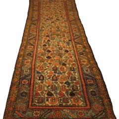 3x13 Antique Herati Runner Rug Beige 97x389 cm c.1890 Fine Handwoven Wool Rug