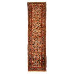 3x13 Antique Herati Runner Rug Beige 97x389 cm c.1890 Fine Handwoven Wool Rug