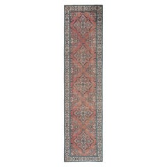 3'x13' Coral Pink Vintage Zoroastrian Tabriz Hand Knotted Pure Wool Runner Rug
