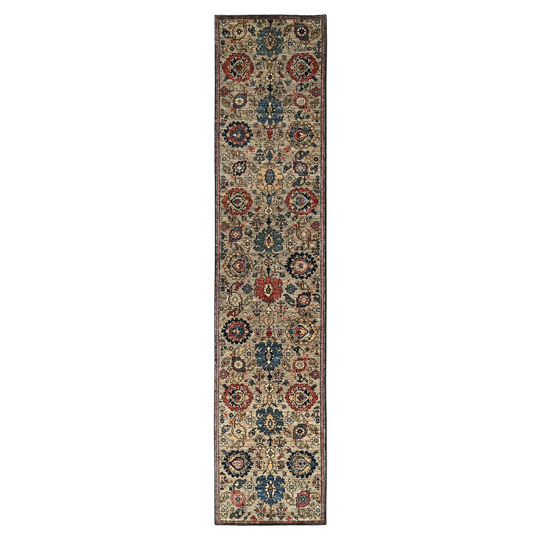 3'x13'10" Brown Northwest Persian All Over Design Rugs Tapis de course en laine nouée à la main